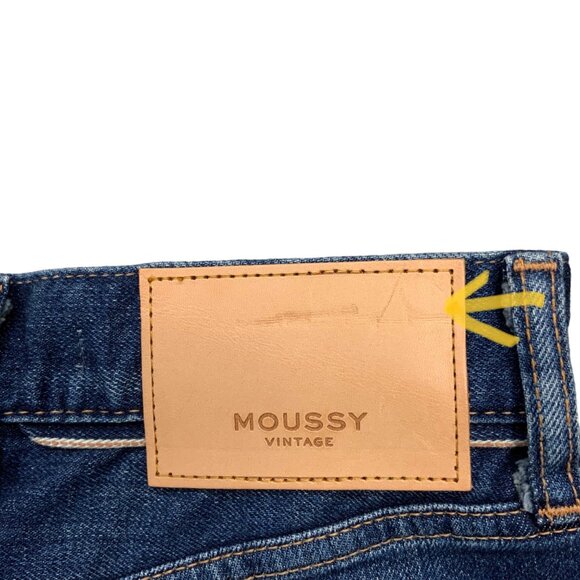 Moussy Vintage MV Rhode Flare Jeans 25 Dark Blue Distressed Cropped High Rise - Picture 6 of 12